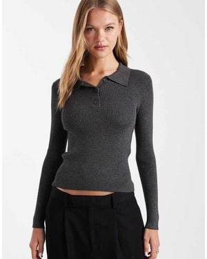 Vero Moda Long Sleeve Knitted Polo Shirt - Black