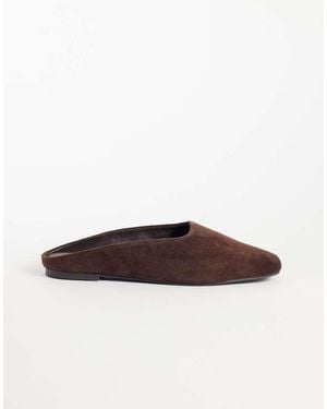 Nobody's Child Real Suede Square Toe Open Back Ballerina Shoe - Brown
