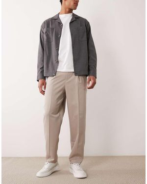 ASOS Smart Pleated Relaxed Tapered Trousers - Grey