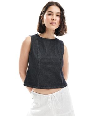 ASOS Denim Tank Top With Front Seams - Blue