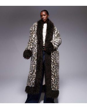 The Frolic Exclusive Faux Fur Mongolian Trim Maxi Coat - Black
