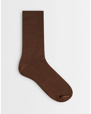 SELECTED Gerippte socken mit rundhalsausschnitt - Braun