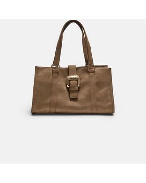 Stradivarius Cabas en imitation daim avec boucle - beige - Marron