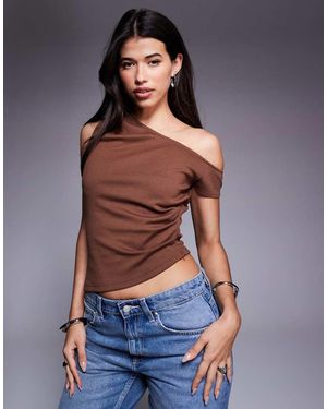 ASOS Jersey Twill Off Shoulder Top - Blue