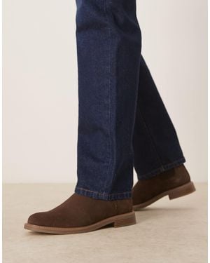 ASOS – chelsea-stiefel aus em wildleder mit natursohle - Blau
