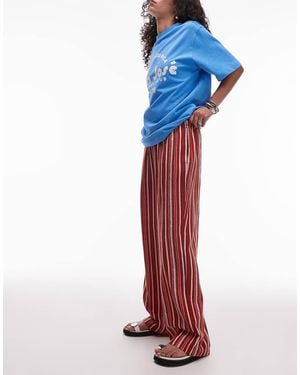 TOPSHOP Linen Straight Trouser - Red