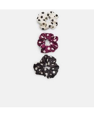 Stradivarius Set Van 3 Gestippelde Scrunchies - Wit