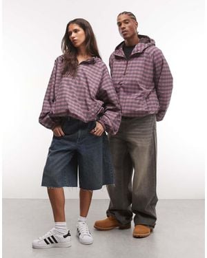 Collusion Unisex Oversized Hooded Track Jacket - Purple