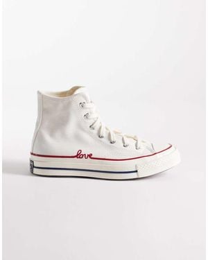 Converse Chuck 70 Hi Trainers With Love Detail - Natural
