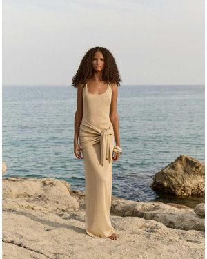4th & Reckless Gebreide Strandjurk Met Sjaal En Gedrapeerde Taille - Metallic