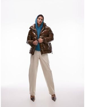 TOPSHOP Vaqueros Color Arena De Talle Alto Y Corte Holgado Con Acabado Revestido Transparente De -Marrón