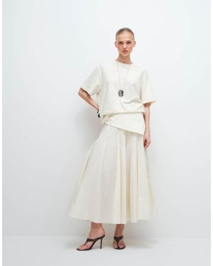 Mango 100% Cotton Maxi Skirt With Scarf - White