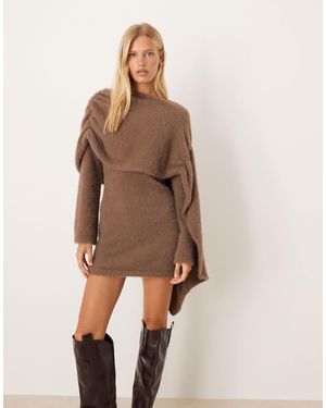 Pretty Lavish Drape Knit Mini Dress - Natural