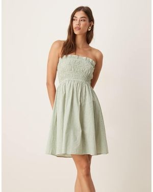 esmé studios Esmee Exclusive Bandeau Shirred Detail Mini Beach Dress - Green