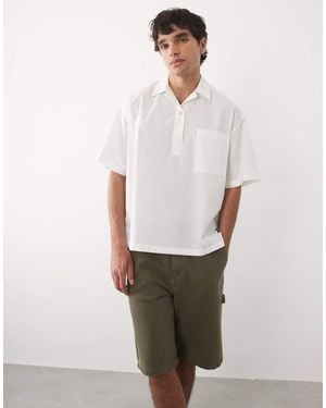 ASOS Oversized Revere Sheer Stripe Shirt - White