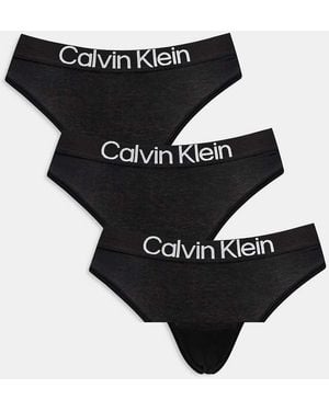 Calvin Klein Extra Soft Cotton 3 Pack Thongs - Black
