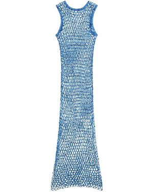 Desigual Sequin Mesh Pareo Dress, Cotton - Blue