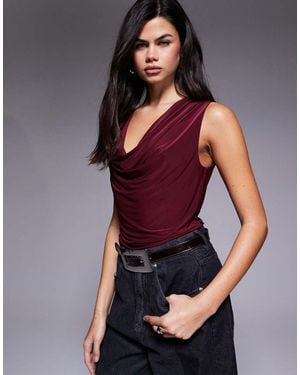 ASOS Slinky Cowl Drape Top - Red