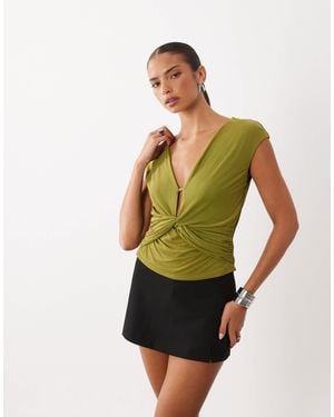 ASOS Plunge Drape Cap Sleeve - Green