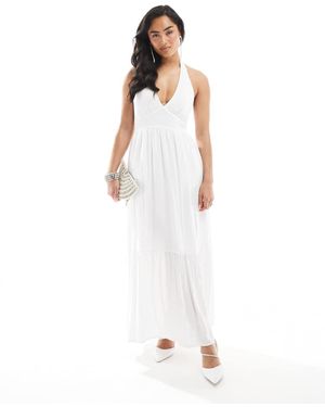 Hollister Maxi Jurk Met Halternek En Split - Wit