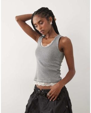 Abercrombie & Fitch Scoop Neck Tank Top With Built - Grey