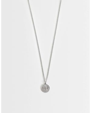 ASOS Waterproof Stainless Steel Engraved Coin Pendant Necklace - White