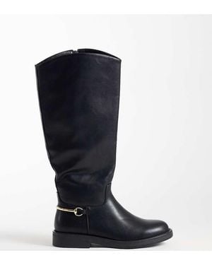SIMMI Simmi London Wide Fit Garnet Knee Boots With Horse Bit Detail - Blue