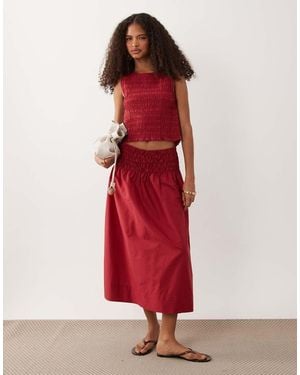 Mango Siros Crinkle Waist Maxi Skirt Co-ord - Red