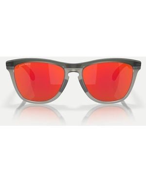 Oakley Gafas De Sol Gris Ahumado Mate Y Gris Tinta Redondas Con Lentes Naranjas Efecto Espejo Frogskins Range De - Rojo
