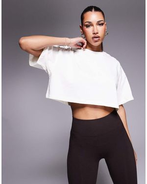 4505 Icon Heavyweight Cotton Cropped T-shirt With Quick Dry Finish - White