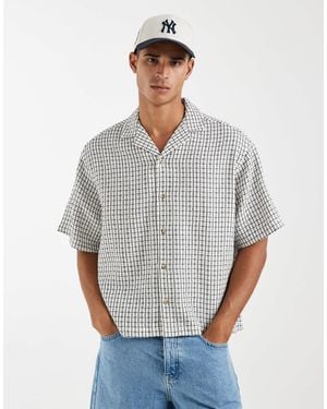 ASOS Boxy Oversized Revere Textured Shirt - Gray