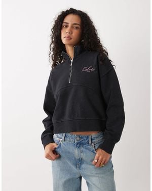 Calvin Klein French Terry Quarter Zip - Black