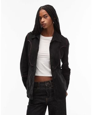 Urbancode Suede Fringe Detail Boho Jacket - Black