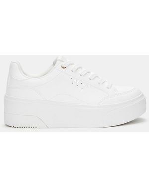 Pull&Bear Sneakers Met Plateauzool - Wit