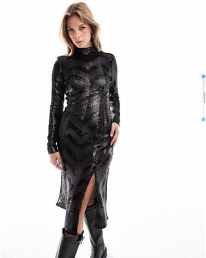 Superdry Chevron Open Back Midi Dress - Black