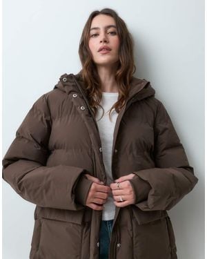 Pieces Pocket Detail Padded Jacket - Brown
