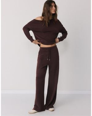 Stradivarius Soft-Touch Palazzo Trousers - Brown