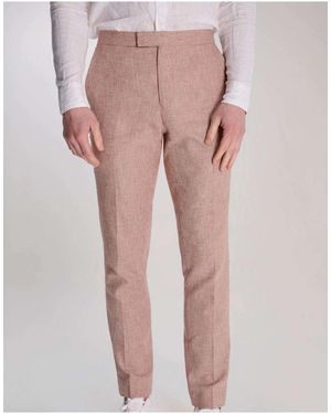 Harry Brown Giacomo Slim Fit Cotton Linen Suit Trousers - Pink