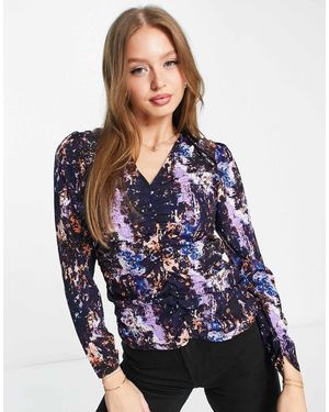 Pieces Exclusive Ruched Crop Top - Blue