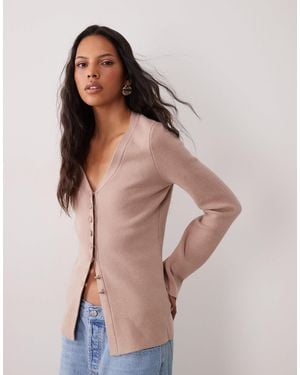 ASOS Longline Nipped Waist Cardigan - Natural
