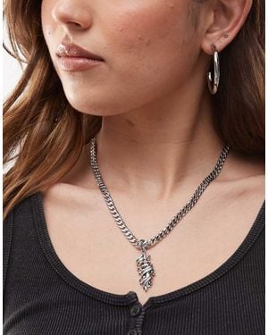 Ed Hardy Death Before Dishonor Dagger Pendant Necklace - Brown