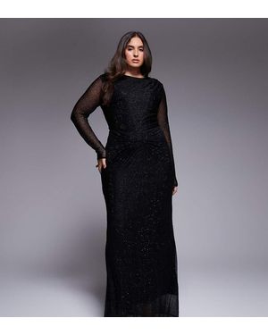 Jaded Rose Plus Vestido Largo Ceñido Con Detalle Anudado Y Diseño De Strass Termosellado De -Azul - Negro