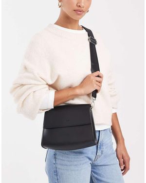 PASQ Bandolera Negra Clásica Con Solapa Superior De - Blanco