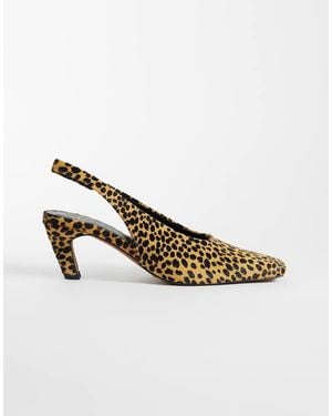 ASOS Skittle Premium Hair On Leather Chisel Toe Slingback Heels - Metallic