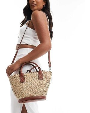 Mango Woven Bucket Crossbody Bag - White