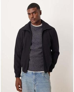 Mango Zip Through Harrington Jacket - Blue