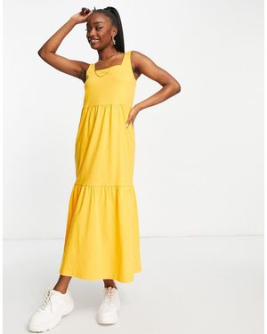 Urban Classics Sleeveless Midi Smock Dress - Yellow