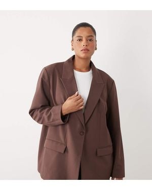 ASOS Curve Oversized Blazer - Brown