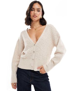 Morgan Gebreid Vest Met Knoopsluiting En Ballonmouwen - Naturel