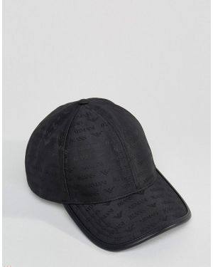 Armani Jeans All Over Logo Baseball Cap In Black